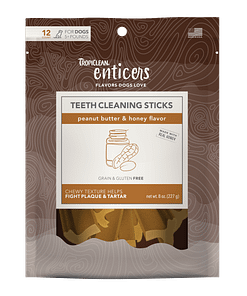 TropiClean Enticers Teeth Cleaning Sticks for Dogs - Peanut Butter & Honey Flavor 8oz