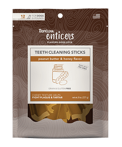 TropiClean Enticers Teeth Cleaning Sticks for Dogs - Peanut Butter & Honey Flavor 8oz