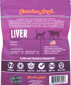 Grandma Lucy's Freeze Dried Singles Liver Dog & Cat Treats 2oz