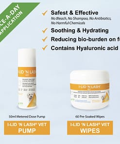 I-LID 'N LASH Tear Stain & Facial Odor Prevention Pet Wipes, 60 count