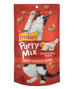 Purina FRISKIES Party Mix Gravy-licious Crunch Chicken & Gravy Cat Treats 60g