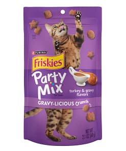 Purina FRISKIES Party Mix Gravy-licious Crunch Turkey & Gravy Cat Treats 60g