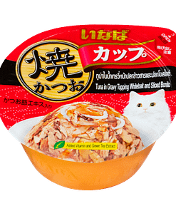 CIAO Grilled Skipjack Cup-Grilled Tuna in Gravy Topping Whitebait & Sliced Bonito Wet Food for Cats 70g