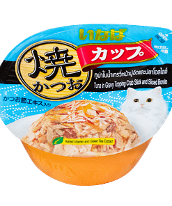 CIAO Grilled Tuna in Gravy Topping Imitated Crab Meat & Sliced Bonito Wet Food for Cats 70g