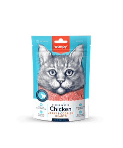 Wanpy Oven-Roasted Chicken Jerky & Codfish Hearts Cat 80g