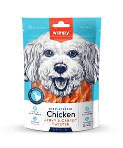 Wanpy Oven-Roasted Chicken & Carrot Stick Twisted Dog Treats 100g