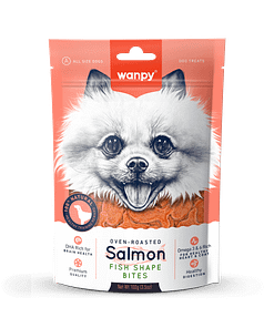 Wanpy Oven-Roasted Salmon Fish Shape Bites Dog Treats 100g