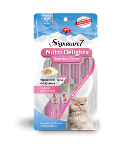 Signature7 Nutri Delights Superfood Puree Whitemeat Tuna With Quinoa & Lutein (Tuesday) Cat Treats 60g
