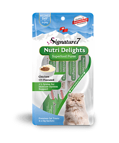 Signature7 Nutri Delights Superfood Puree Chicken With Flaxseed & L-lysine (Wednesday) Cat Treats 60g