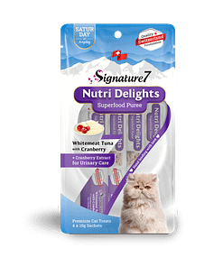 Signature7 Nutri Delights Superfood Puree Whitemeat Tuna With Cranberry (Saturday) Cat Treats 60g