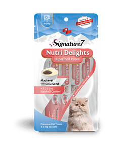 Signature7 Nutri Delights Superfood Puree Mackerel With Chia Seed & FOS (Sunday) Cat Treats 60g