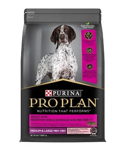 Purina PRO PLAN Adult Medium & Large Sensitive Skin & Stomach Salmon & Mackerel Formula with Prebiotic Fibre - Dry Dog Food (2 Sizes)
