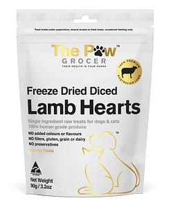 The Paw Grocer - Freeze Dried Diced Lamb Hearts Cat & Dog Treats 90g