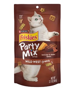Purina FRISKIES Party Mix Wild West Crunch Beef, Liver & Cheddar Flavors Cat Treats 60g