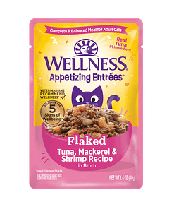 Wellness Appetizing Entrees Flaked Tuna, Mackerel & Shrimp Recipe Wet Cat Food (1.4oz)