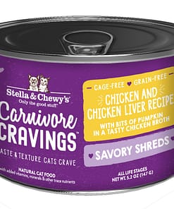 Stella & Chewy's Carnivore Cravings-Savory Shreds Chicken & Chicken Liver Dinner in Broth 5.2oz