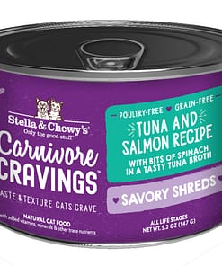 Stella & Chewy's Carnivore Cravings-Savory Shreds Tuna & Salmon Dinner in Broth 5.2oz