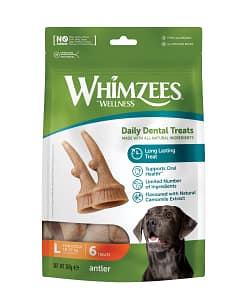 Whimzees Occupy Chews Antler Large Grain-Free Dental Dog Treats 6pc