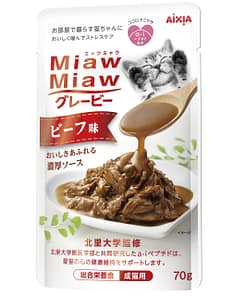 Aixia Miaw Miaw Beef In Gravy Adult Pouch Cat Food 70g