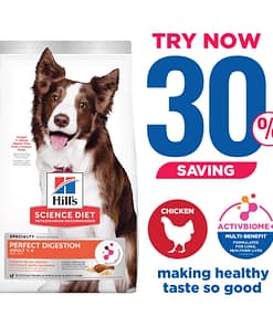 Hill's Science Diet Adult Perfect Digestion Chicken, Barley & Whole Oats Dry Dog Food 22lb