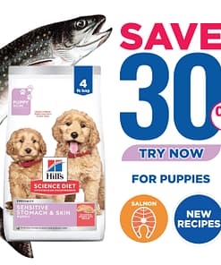 Hill's Science Diet Puppy Sensitive Stomach & Skin Salmon & Brown Rice Dry Dog Food 4lb