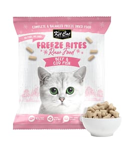 Kit Cat Freeze Bites Raw Food for Cats - Beef & Cod Fish (225g) | 15 Packs
