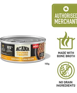 ACANA Chunks In Broth Chicken-Tuna Wet Cat Food 155g