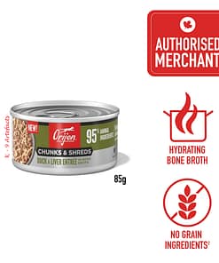 ORIJEN Chunks & Shreds Duck-Liver Entree In Bone Broth Wet Cat Food 85g