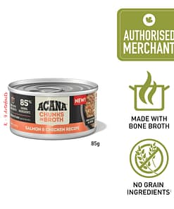 ACANA Chunks In Broth Salmon-Chicken Wet Cat Food 85g