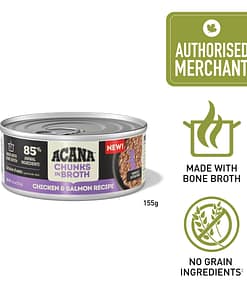 ACANA Chunks In Broth Kitten Chicken-Salmon Wet Cat Food 155g