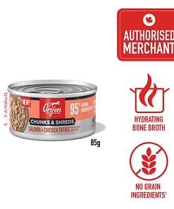 ORIJEN Chunks & Shreds Salmon & Chicken Entree In Bone Broth Wet Cat Food 85g
