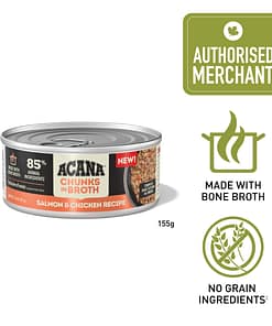 ACANA Chunks In Broth Salmon-Chicken Wet Cat Food 155g