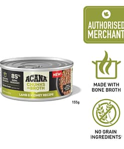 ACANA Chunks In Broth Lamb-Kidney Wet Cat Food 155g