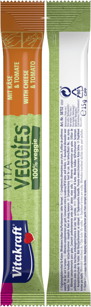 Vitakraft Vita Veggies Liquid Cheese & Tomato Wet Cat Food 6x15g