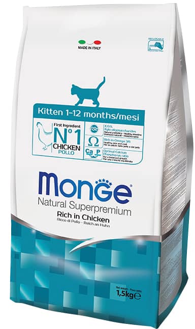 Monge Natural Super Premium Kitten Chicken Dry Food for Cats (2 Sizes)