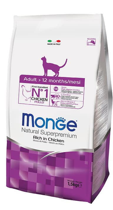 Monge Natural Super Premium Adult Chicken Dry Food for Cats (2 Sizes)