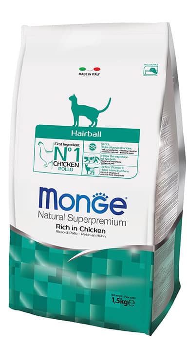 Monge Natural Super Premium Hairball Chicken Dry Food for Cats (2 Sizes)