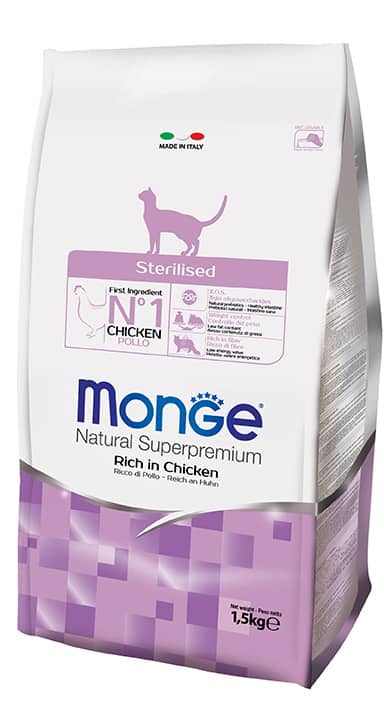 Monge Natural Super Premium Sterilized Dry Food for Cats (2 Sizes)