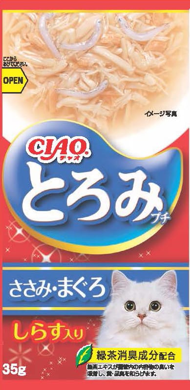 CIAO Toromi Line Pouch 4P Chicken Fillet Tuna & Whitebait Flavor Wet Food for Cats 35g (4pcs)