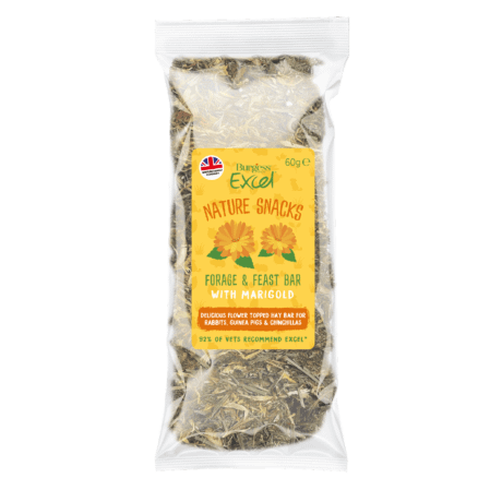 Burgess Excel Forage & Feast Hay Bar with Marigold Treats for Small Animals 60g