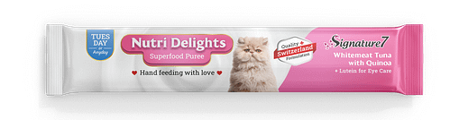Signature7 Nutri Delights Superfood Puree Whitemeat Tuna With Quinoa & Lutein (Tuesday) Cat Treats 60g - Image 2