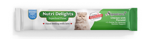 Signature7 Nutri Delights Superfood Puree Chicken With Flaxseed & L-lysine (Wednesday) Cat Treats 60g - Image 2