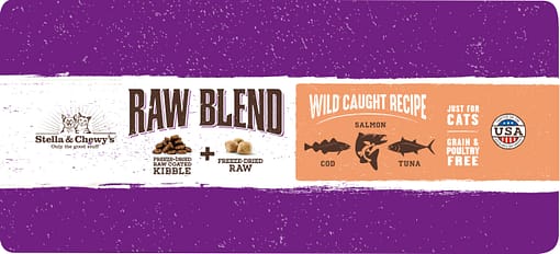 Stella & Chewy's Raw Blend Kibble Wild Caught Recipe Freeze Dried Cat Food 5lb - Image 3