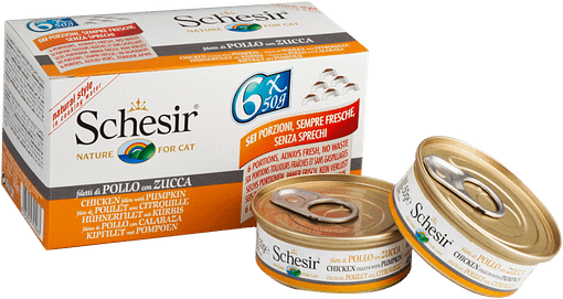 Schesir Cat Multipack in Jelly Chicken with Pumpkin Wet Cat Food 50g