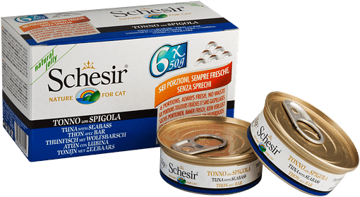 Schesir Cat Multipack in Jelly Tuna with Seabass Wet Cat Food 50g