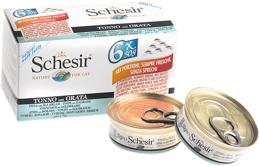Schesir Cat Multipack in Jelly Tuna with Sea Bream Wet Cat Food 50g