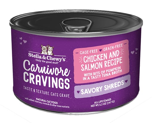 Stella & Chewy's Carnivore Cravings-Savory Shreds Chicken & Salmon Dinner in Broth 5.2oz