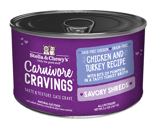 Stella & Chewy's Carnivore Cravings-Savory Shreds Chicken & Turkey Dinner in Broth 5.2oz
