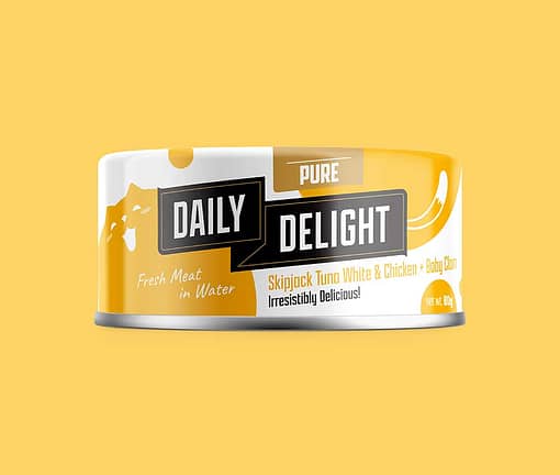 Daily Delight Pure Skipjack Tuna White & Chicken with Baby Clam Wet Cat Food  80g