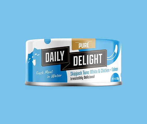 Daily Delight Pure Skipjack Tuna White & Chicken With Salmon Wet Cat Food  80g